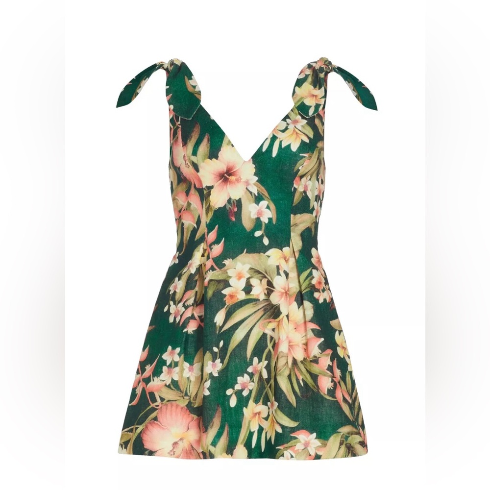 Zimmermann Lexi Tropical Floral Linen Minidress